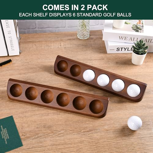 2-Pack Golf Ball Display Case - Wall Mount - Display 12 Standard Golf Balls - Brown Wooden Case - Golf Office Tabletop Decor - Sport Memorabilia Gift for Men - Image 3