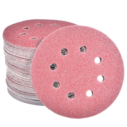 Lijadora excéntrica, 100 unidades, papel de lija de 125 mm de velcro, 8 agujeros, discos abrasivos de 125 mm, redondo, velcro para lijadora excéntrica, grano 100 x 80 Taspire