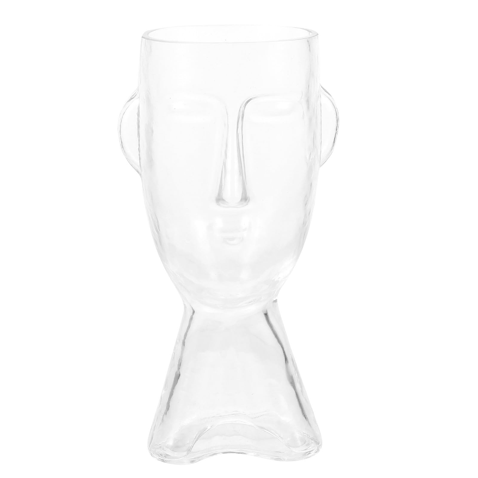 Vase en verre transparent visage abstrait pour l'art floral moderne