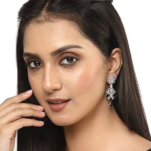 Rhodium-Plated Spiked Drop Earrings