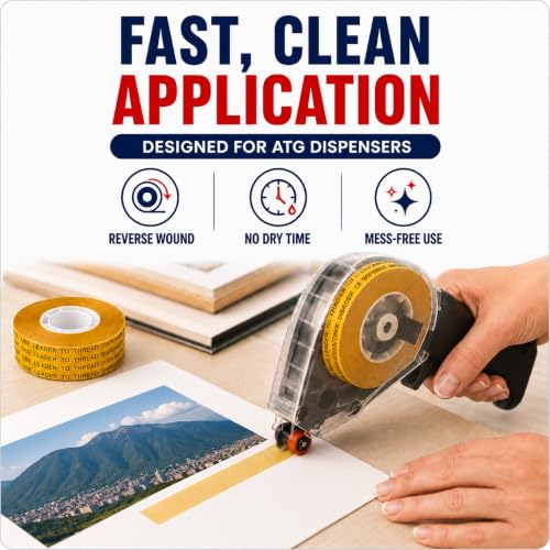 Image of GGR Supplies ATG Tape Refills, 3 /8 Inch x 36 Yards (Pack of 6), Acid-Free Adhesive Transfer Tape, Double-Sided Reverse Wound ATG Gun Refills for Picture Framing, Scrapbooking, Crafts and Packaging