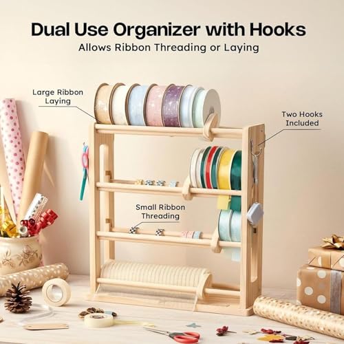 Support de rangement pour rubans en bois véritable à 4 étages - 6