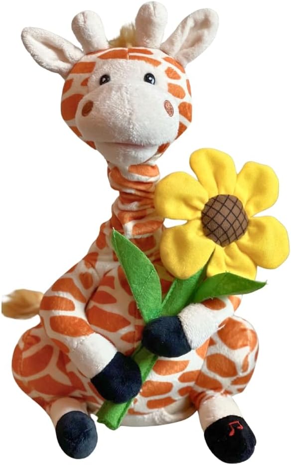 Animated Plush Giraffe - Gerry | Neck Grows and Sings Song "Your Love Lifts Me Higher" | Sweet Gift for Valentine's Day or Everyday | Romantic, Sweet, Cute Stuffed Animal for All Ages - 12 inches