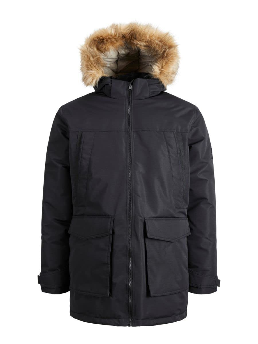 Jack & Jones Men's Black Jack&Jones Jjecraft Parka Sn Jacket, L