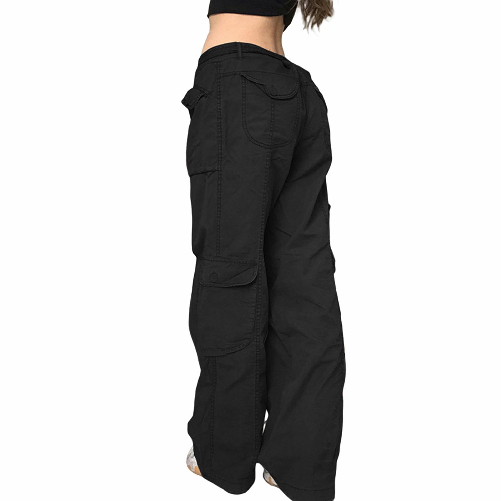WEITING Pantalones De Mujer Goth Punk Sueltos Retro Kawaii Pantalones Vendaje De Tiro Bajo Pantalones Cargo Grunge Verde Cremallera Jeans Pantalones De Chándal Coreanos-Verde-M