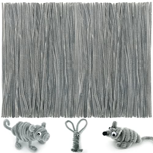 Image of IOOLEEM 200pcs Gray Pipe Cleaners Bulk for Crafts | Chenille Stems for DIY Flower Making & Festival Decor & Party Projects, Pipe Cleaner Crafts, Art and Craft Supplies