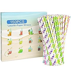 LessMo 150 PCS Papiertrinkhalme Biologisch Abbaubare Recycelbare Trinkhalme Plastikfrei Umweltfreundlich, 10 Stile - Ideal für Cocktails Kalte Getränke und Säfte | Geeignet für Partys Hochzeiten