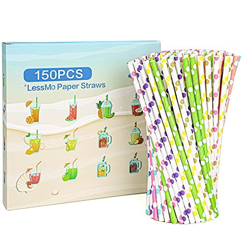 LessMo Pajitas de papel, 300 PCS pajas de beber reciclables | Ideal para cócteles, bebidas frías y jugos | Adecuado para fiestas, bodas y todas las ocasiones