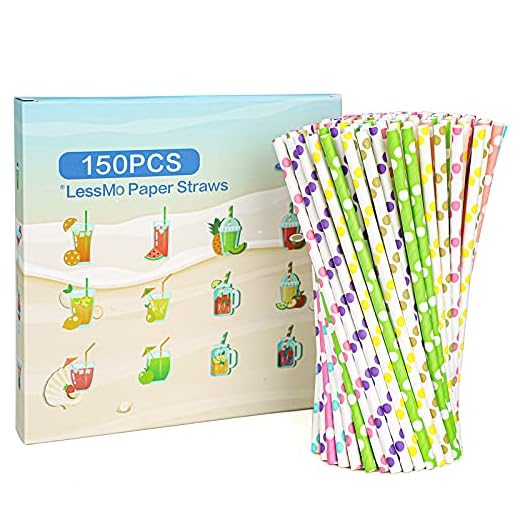 LessMo Pajitas de papel, 300 PCS pajas de beber reciclables | Ideal para cócteles, bebidas frías y jugos | Adecuado para fiestas, bodas y todas las ocasiones