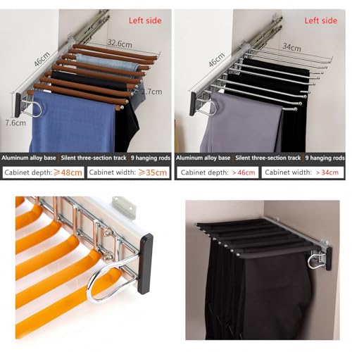 Porte-pantalons extractible armoire cintre télescopique push-pull 46cm argent - 6