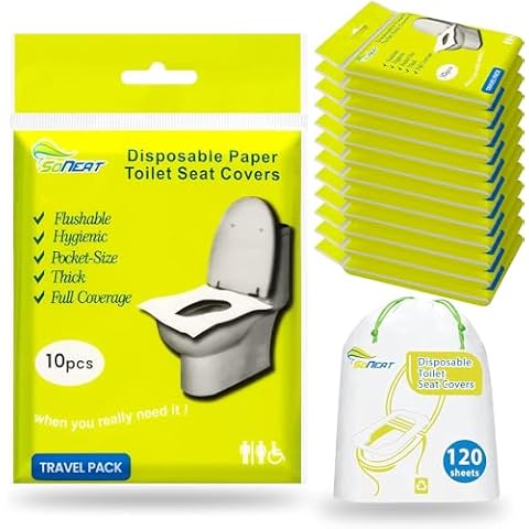 SoNeat Disposable Toilet Seat Covers - 120 Sheets of XL Flushable Toilet Seat Covers for Potty Training, Travels and Public Restrooms - Paper Toilet Seat Covers for Kids and Adult, 18" X 15", 12 Packs Cover