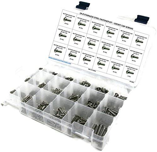 Stainless Steel Button Head Socket Cap Screw Assortment Kit - 381 Pieces