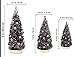 Winlyn 3 Pack Artificial Mini Tabletop Christmas Trees Tiny Frosted Bottle Brush Trees Decorated Small Sisal Trees with White Snow and Colorful Beads Winter Holiday Miniature Décor Assorted Sizes