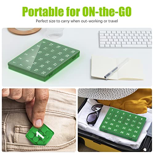 Image of Monthly Pill Organizer Once a Day - 30 Day Pill Organizer Box - Easy to Open - Large Compartments Portable Case for Travel, Month Pill Cases Medicine Organizer for Vitamin (Bronze - Dark Green)