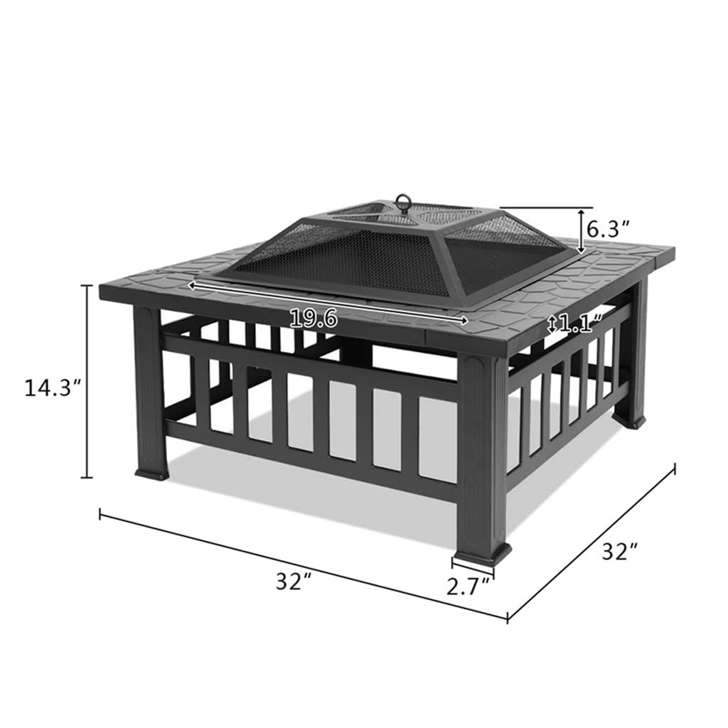 Brasero de 32 Pulgadas, Estufa para Acampar al Aire Libre, jardín, Patio portátil, Cuenco para fogatas de Metal con Accesorios, Parrillas para Barbacoa