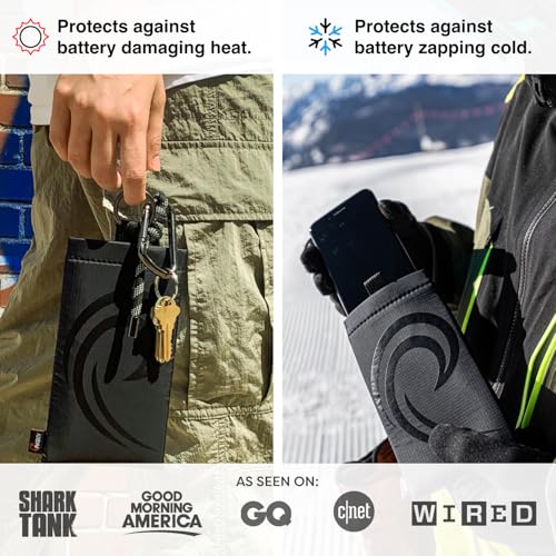Image of PHOOZY Apollo II Thermal Phone Case with NASA-Derived Technology - Extends Battery Life 4X in Hot or Cold Weather - Military Grade 8-Foot Drop Protection Insulated Pouch - Large Black
