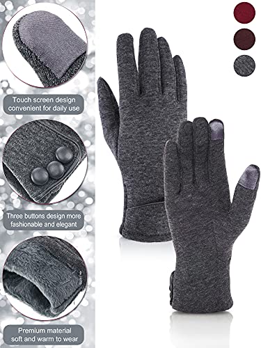 Image of Patelai 3 Pairs Womens Gloves Winter Touchscreen Texting Phone Windproof Gloves Warm Fleece Lined Cold Weather