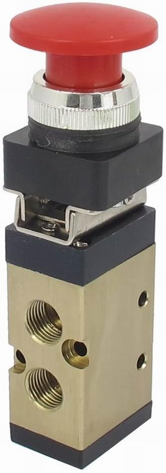 MSV-86522PB 1/4" PT 2/5 Way Momentary Red Mushroom Button Air Mechanical Valve