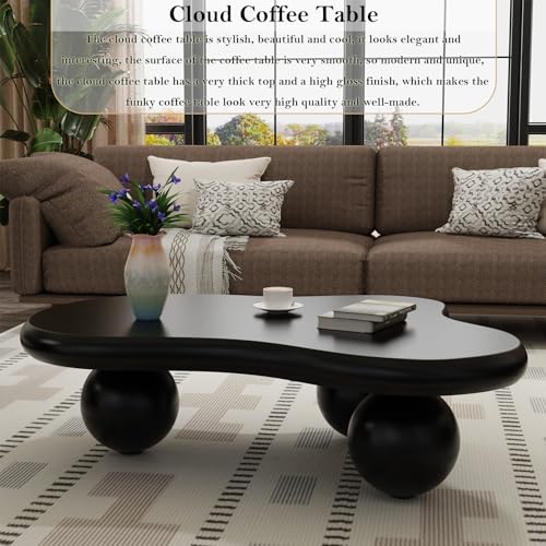 Table basse nuage en bois avec pieds robustes au design irrégulier unique - 4