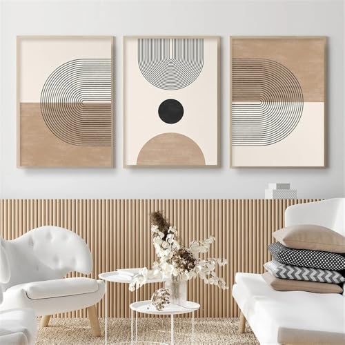 Affiche abstraite bohème beige WUHBCZ pour habiller vos murs vides, toile moderne 3 pièces
