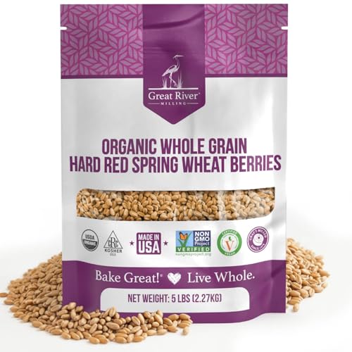 Great River Milling Organic Hard Red Spring Wheat Berries, Non-GMO, 5 lb