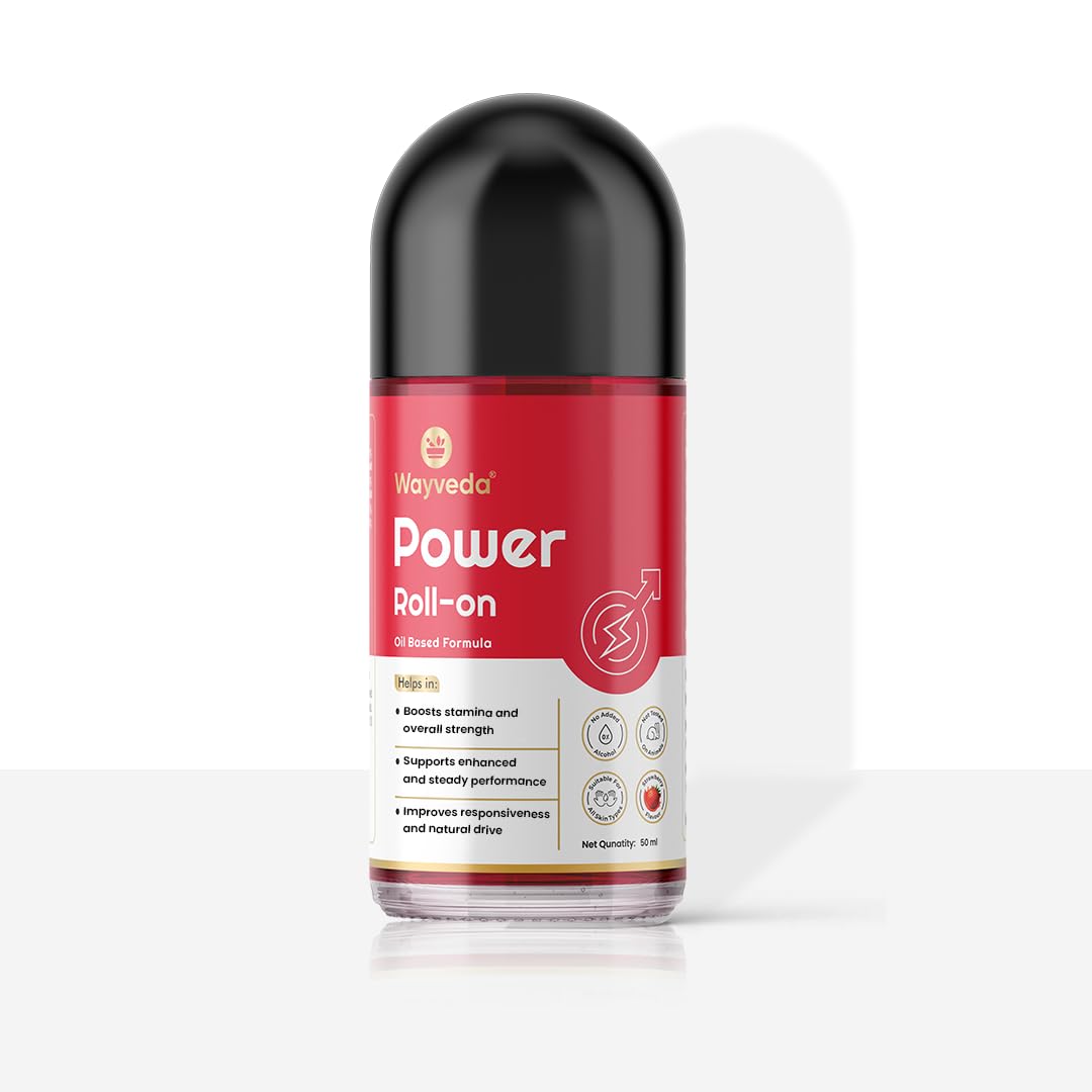 Wayveda Power Roll-On For Men - 50ml | Strawberry-Flavour | Power Roll On for Men | Easy to Use & Effective - Pack of 1