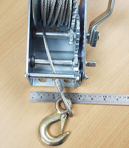 Hoteche CB0016 2000Lb H.D. Hand Winch Dual Gear Steel Cable Atv Towing Trailer Boat thumb #5