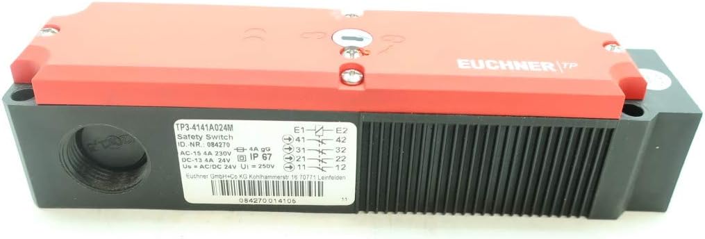 TP3-4141A024M 084270, AC/DC 24 V, Closed-Circuit Current, Guard Lock Monitoring, Guard Locking, Mechanical Lock, Safety Switch, Slow-Action Switching Contact 2NC 2NC, Thread M20X1.5 for