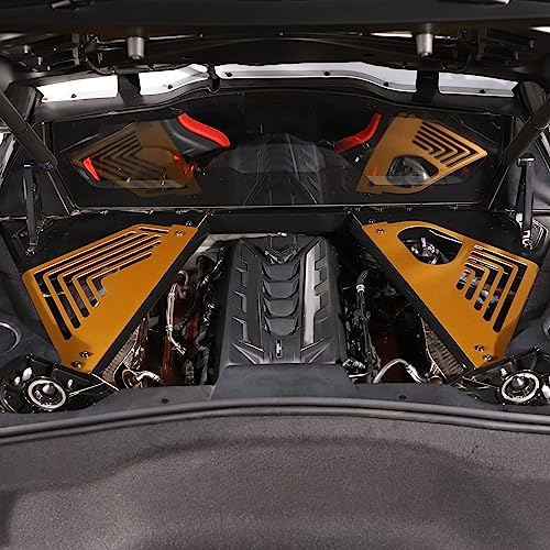 Image of TOYCIDFG Engine Bay Panel Cover, Left Right Splash Shield Oxidation Case Guard Compatible with C8 Corvette 2020-2023 Auto Aluminium Interior Body Part Accessories (Yellow)