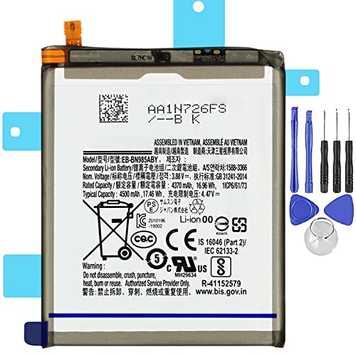 Batterie compatible avec Samsung Note 20 Ultra EB-BN985AB 4500 mAh haute capacité avec kit de démontage inclus