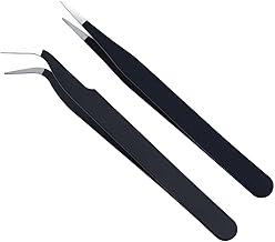 YPYMOD 2 Pièces Pincettes de Précision, Réparation électronique, Bijouterie, Laboratoire, Des Poils du Visage, De la Barbe, Pince à épilerpour Sourcils, Cils