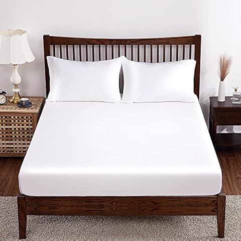 Shunjie.Home Bamboo Fitted Sheet Queen Size, 100% Bamboo Cooling Fitted Sheet Only, 400 Thread Count Fitted Sheet White, 16" Deep Pocket, Super Soft, Smooth and Comfortable Cover