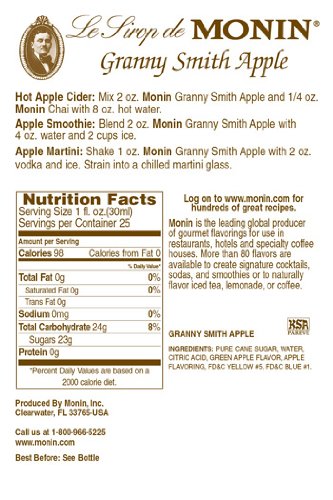 Monin Flavored Syrup, Granny Smith Apple, 33.8-Ounce Plastic Bottles (Pack Of 4) #TOP1