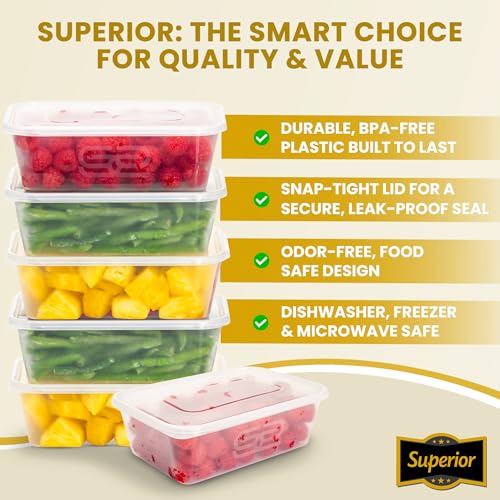 Image of Superior Takeaway Containers with Lids - 20 Pcs Durable 650ml Crack-Resistant Rectangular Food Containers with Lids -Microwave Safe Leak-Proof Takeaway Containers- Perfect for Meal Prep & Food Storage