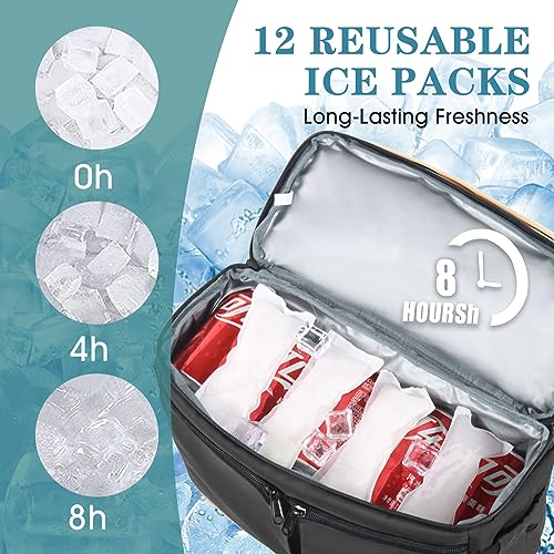 Image of Scothen Backpack Cooler with Double Decker & 12 Ice Packs- Keeps 36 Cans Cold for Up to 24 Hours- Waterproof & Leak Proof Insulated Cooler Backpack- Stylish Cooler Bookbag for Women Travel Work Beach