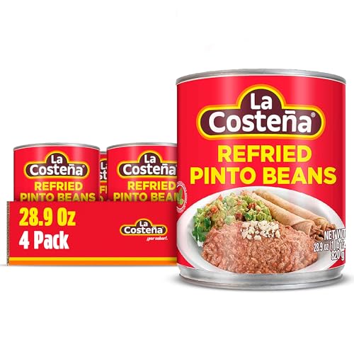 La Costeña Refried Pinto Beans - Canned Refried Beans - 28.9oz, 4 Pack