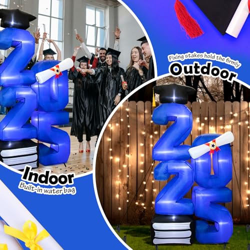 6.0 FT Inflatable Graduation Decorations Class of 2025 - Blow Up 2025 Light Up Marquee Numbers - Yard Sign for Congrats Graduation Party Decorations College High School Kindergarten Preschool