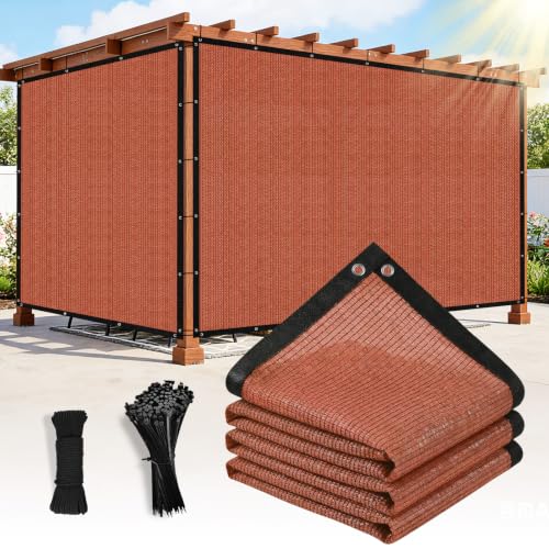 Outaro 90% Sun Shade Cloth with Gromments Customized Size, 6' X 10' Pergola Shade Cover Canopy, UV Protection Mesh Tarp Sun Screens for Outdoor Patio Garden Gazbos Porch Courtyard Rust Red