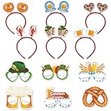 12 PCS Oktoberfest Party Decorations Photo Prop Set,Oktoberfest Headbands Hair Band Paper Glasses Frames Beer Pretzel Lobster Bavarian German Theme Party Supplies for German Beer Festival Decor