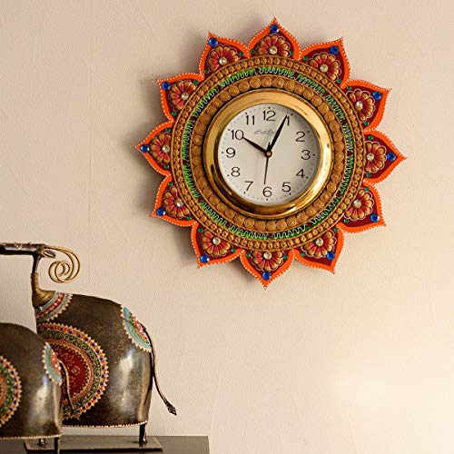 eCraftIndia Royal and Elegant Handcrafted Wall Clock (36 cm X 2.5 cm X 36 cm)