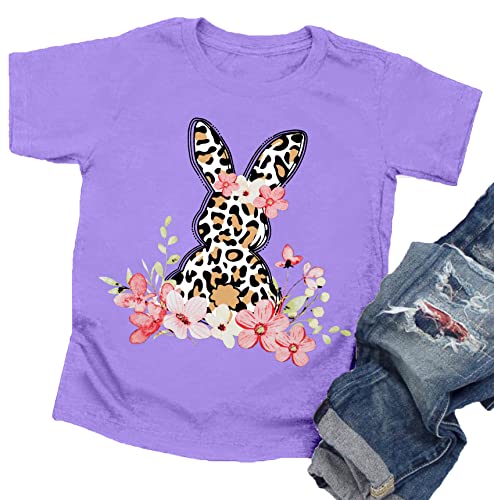 Image of LAZYCHILD Kids Easter Shirt Girls Happy Easter Shirts Rabbit Graphic Long Sleeve Striped Tee Tops 5-14 Years