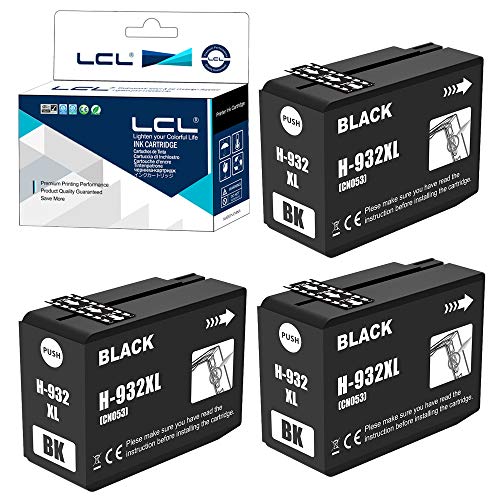 LCL compatibele inktcartridge 932XL (3Pack Zwart) vervanging voor HP Officejet 6100 6600 6700 7110 7610 7612 7510 7512