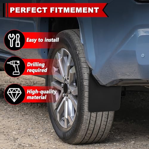 Image of Wide Design Mud Flaps for 2025 2026 Toyota 4Runner, Extended TPE Splash Guards, Protects Against Mud, Rocks, and Debris, Front & Rear Fender Liner (4PCS)
