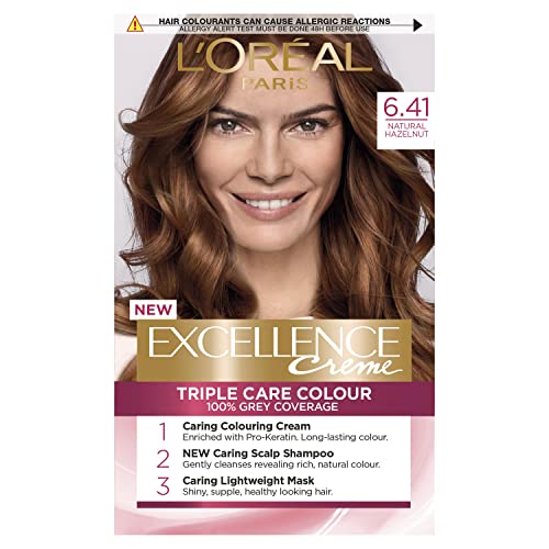 L'Oreal Excellence Permanent Hair Dye 6.41 Natural Hazelnut, brown, 1 count