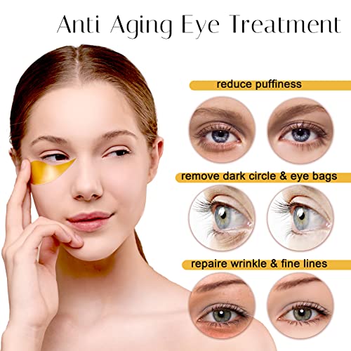 Seed Spring 24K Gold Under Eye Patches - 60 Pcs Under Eye Mask Eye Skin Care Treatment For Dark Circle Puffiness Removing Dark Circles Relieve, Pressure And Reduce Wrinkles, Collagen Hydrating #TOP1
