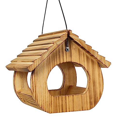 BalterFF Bird Feeders for Outdoors,Wooden Unique Seed Sunflower Food Feeder Blue Cardinal Finch Backyard Platform Balcony Gazebo Tree Fence Wall Mount Effortless Holder Automatic Buddy