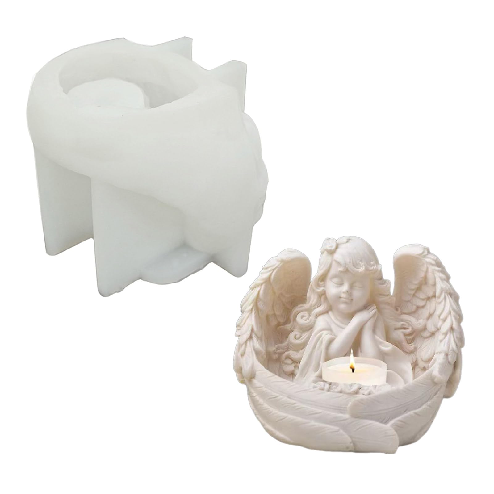 Moldes de silicona para niña, soporte para velas, decoración del hogar, moldes de silicona de yeso para base artística