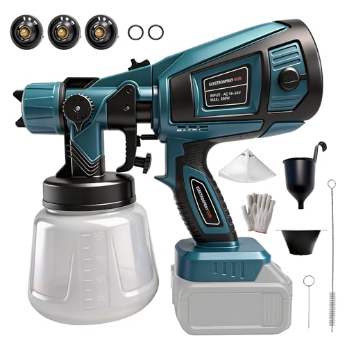Cordless Paint Sprayer for Makita18V Battery 900ml HVLP Spray Gun with 3 Copper Nozzles & 3 Patterns Battery Handheld Sprayer for Fences Ceilings Furniture Walls DIY Home Painting (Tool Only)