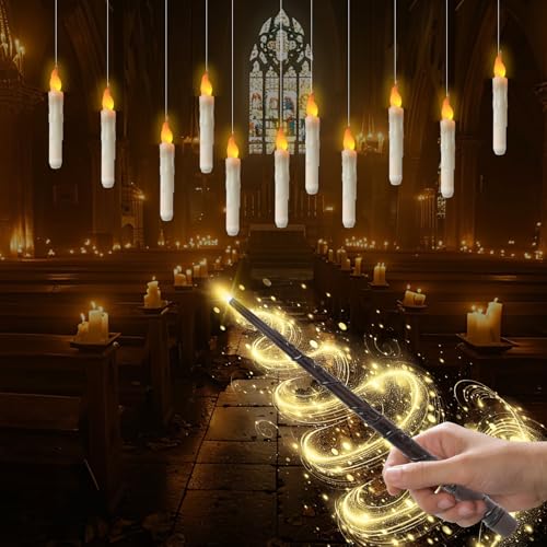 Bougies flottantes avec baguette magique bougies LED blanches decoration anniversaire
