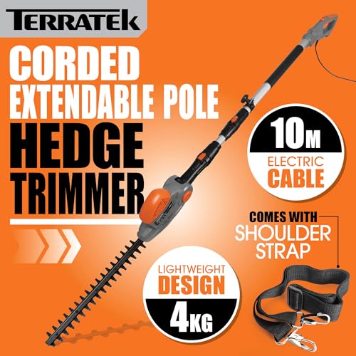 Terratek Corded Extendable Pole Hedge Trimmer 550W 2.5M Telescopic Hedge Trimmer Long Reach Hedge Cutter with 4 Position's, 10m Cable and Shoulder Strap Included 2 Terratek Corded Extendable Pole Hedge Trimmer 550W 2.5M Telescopic Hedge Trimmer Long Reach Hedge Cutter with 4 Position's, 10m Cable and Shoulder Strap Included - Image 2